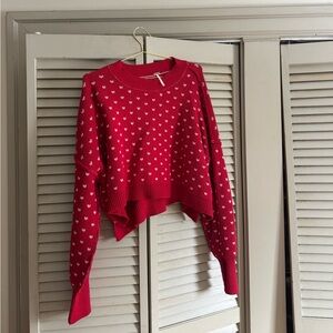 Free People Red Sweater with White Pattern size large